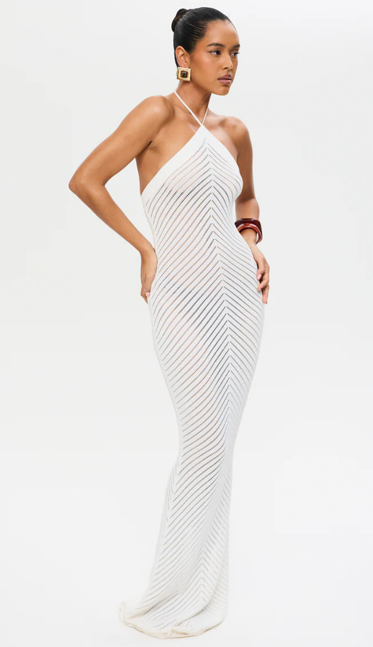 Noelle Knit White Maxi Dress