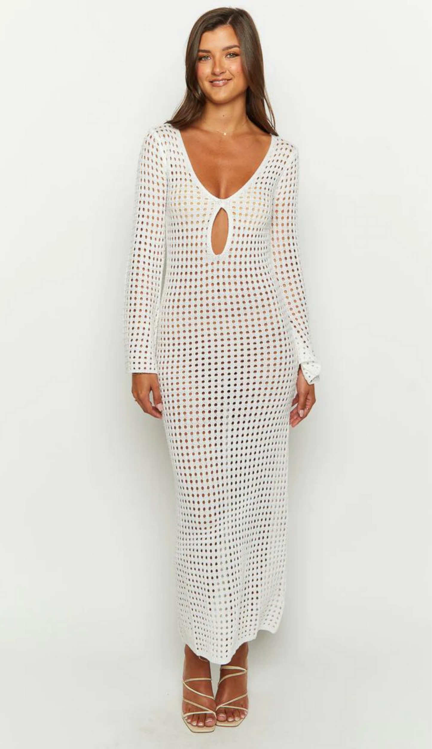 Sabo White Knit Maxi Dress