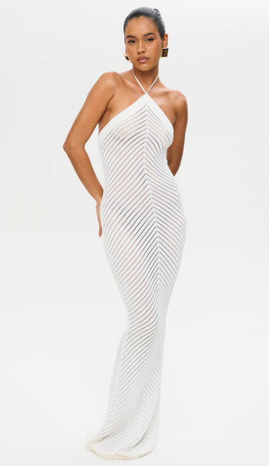 Noelle Knit White Maxi Dress