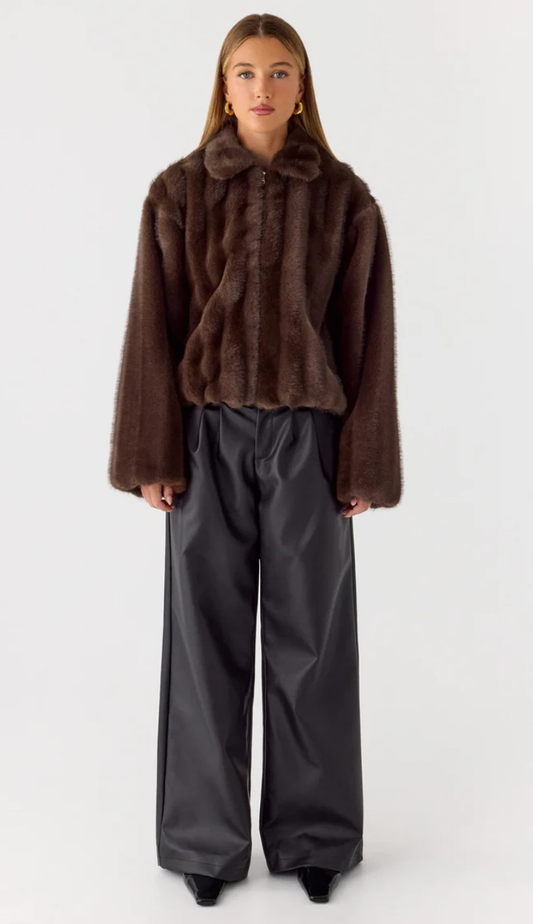 Nylla Faux Fur Brown Jacket