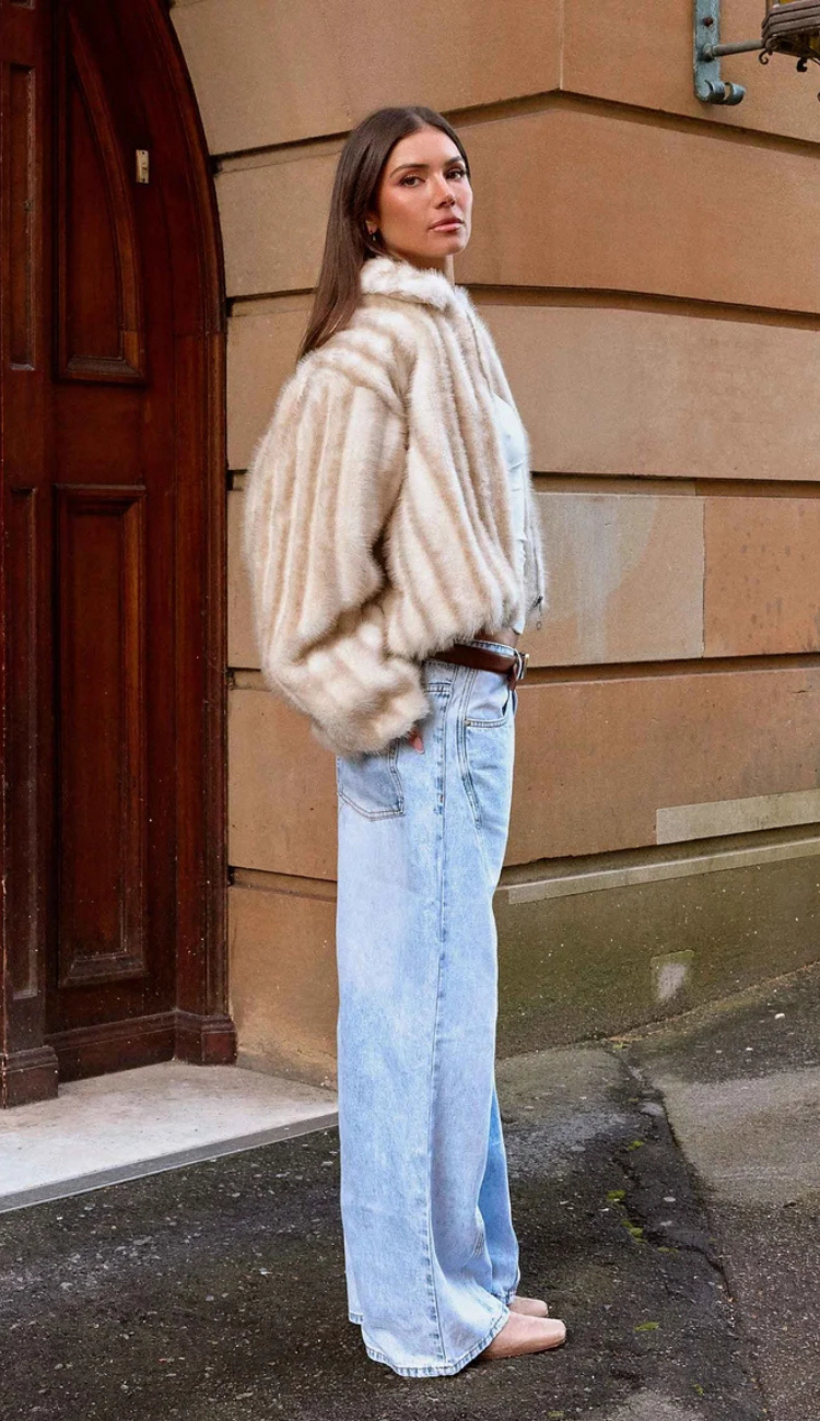 Nylla Faux Fur Ivory Jacket