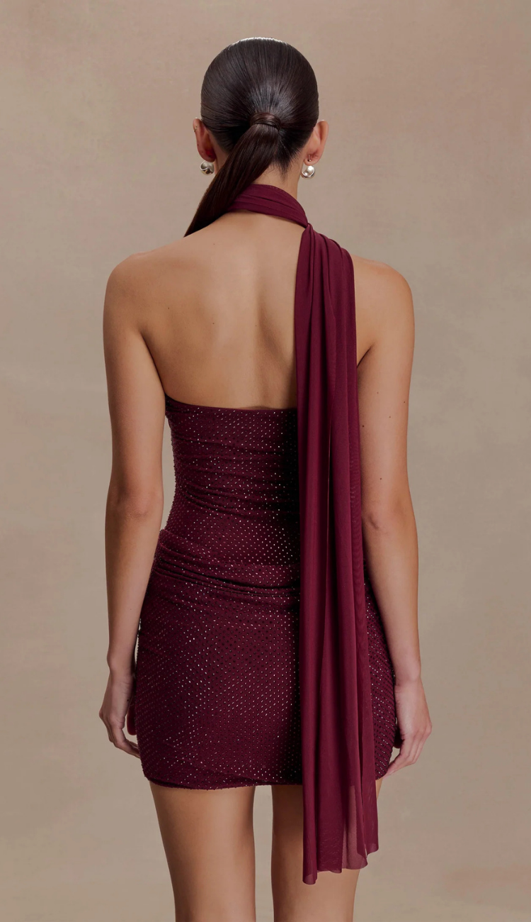 Ayana Burgundy Mini Dress