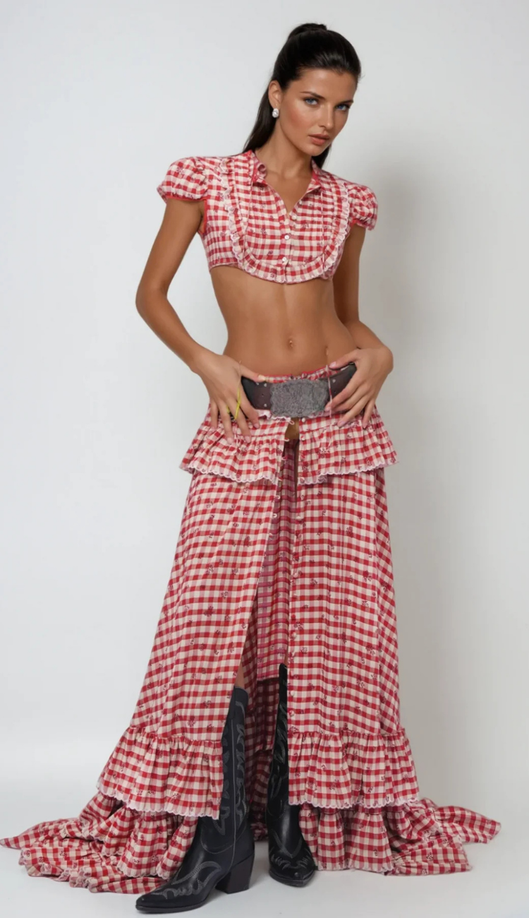 Pearl Gingham Skirt Set