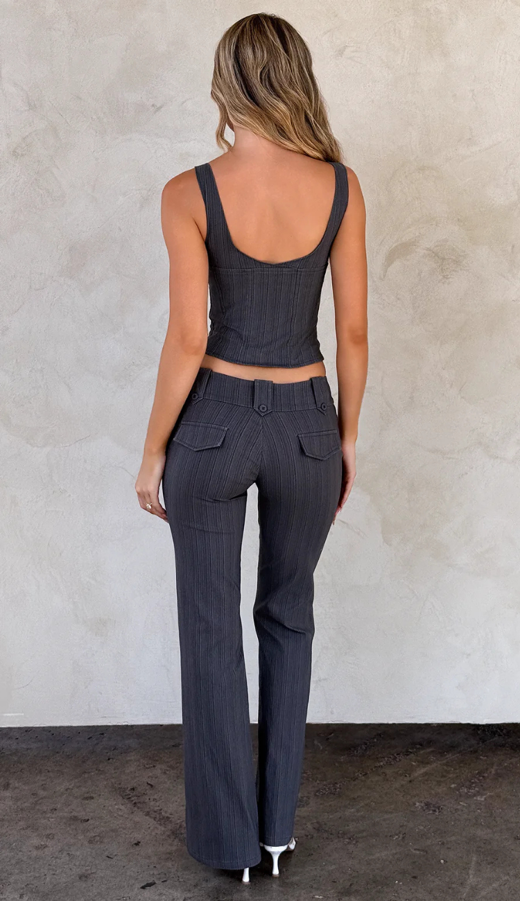 Noemi Grey Stripe Set