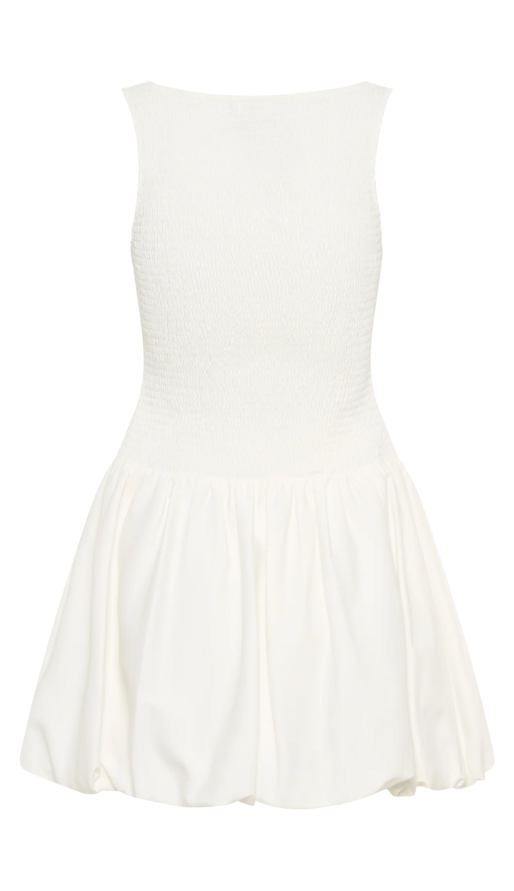 June White Balloon Mini Dress