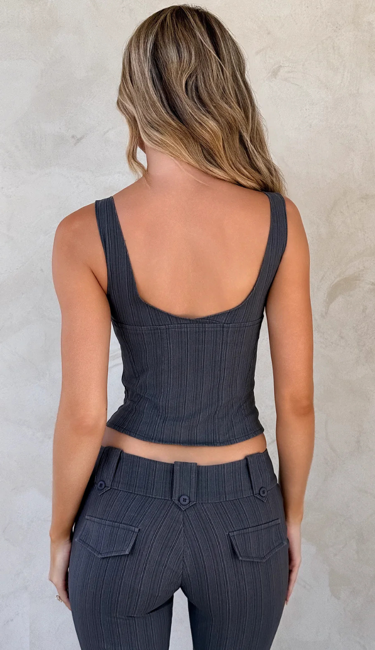 Noemi Grey Stripe Set