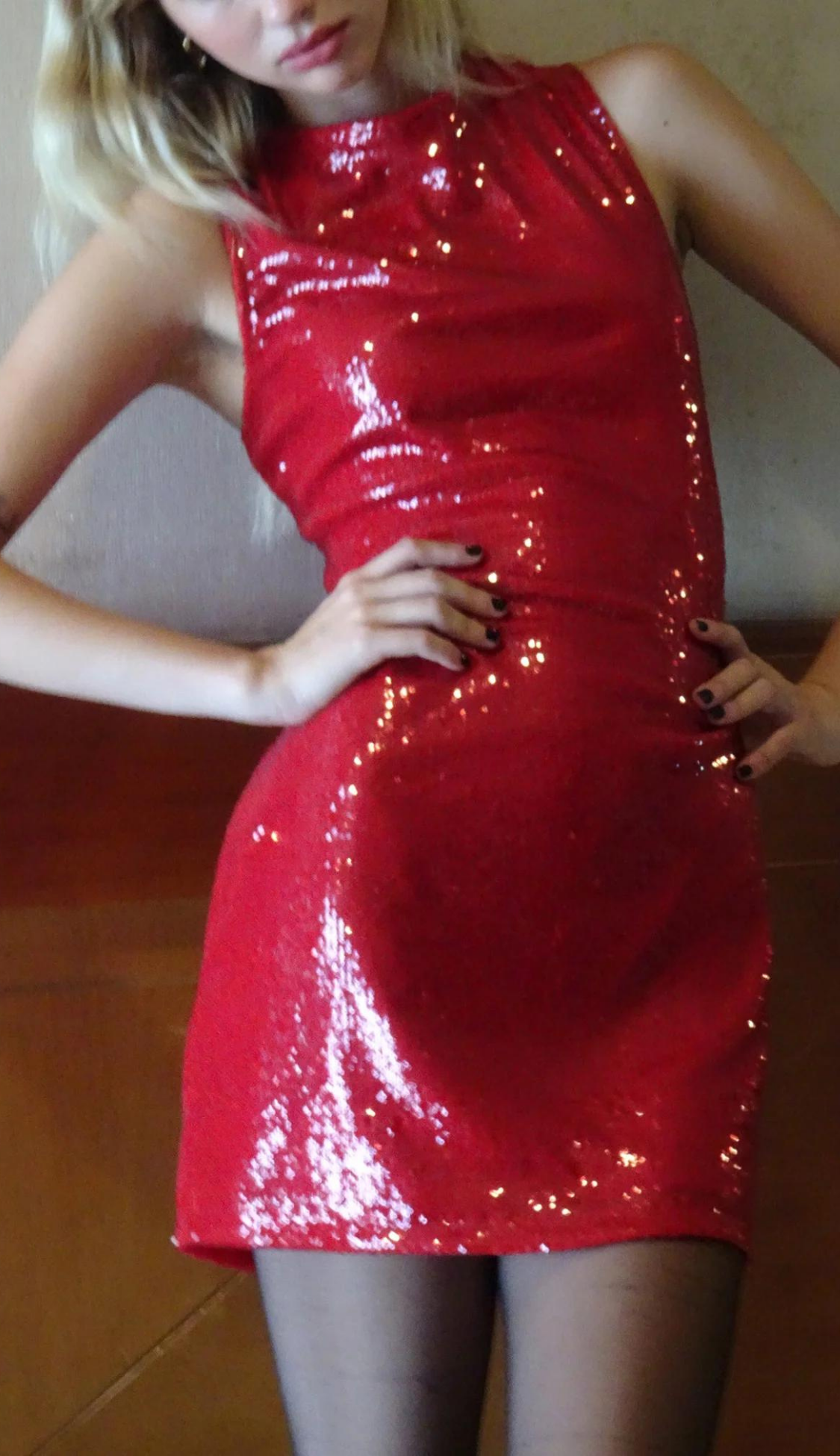 Minivestido rojo con lentejuelas Cecilia