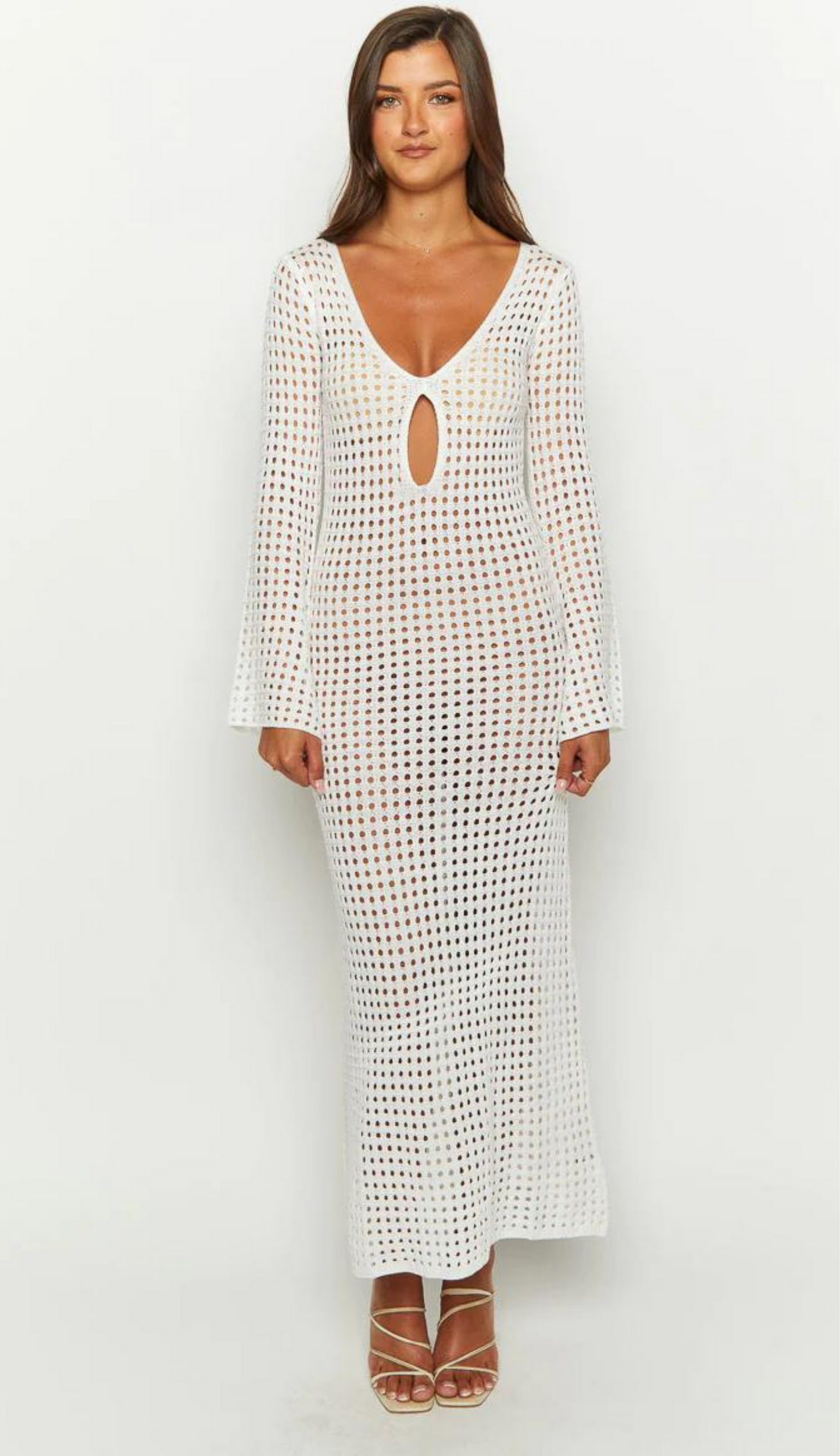 Sabo White Knit Maxi Dress