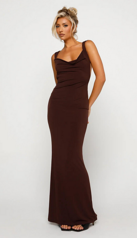 Fiorella Brown Maxi Dress