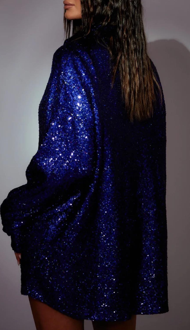 Mallorca Blue Sequin Shirt Dress