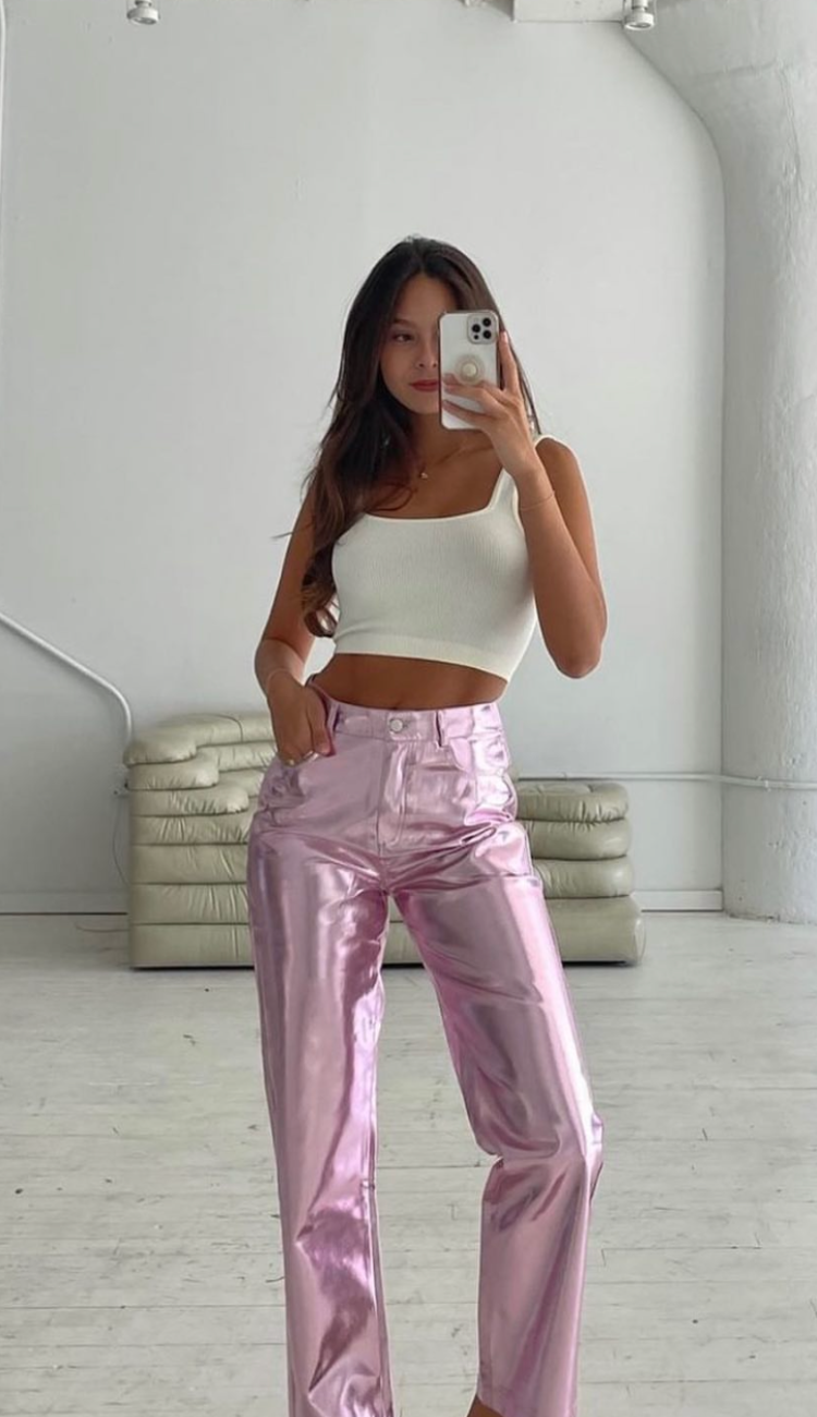 Mena Roxo Pink Metallic Pants