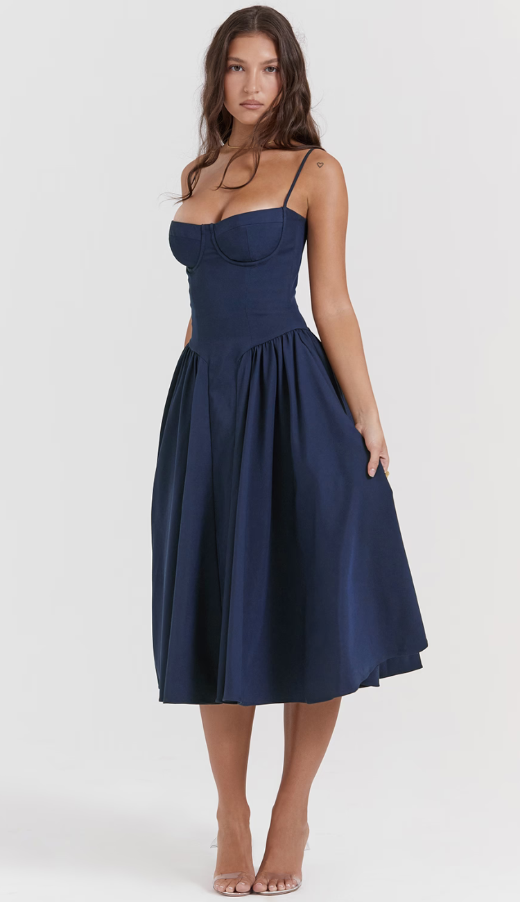 Wyatt Navy Midi Dress