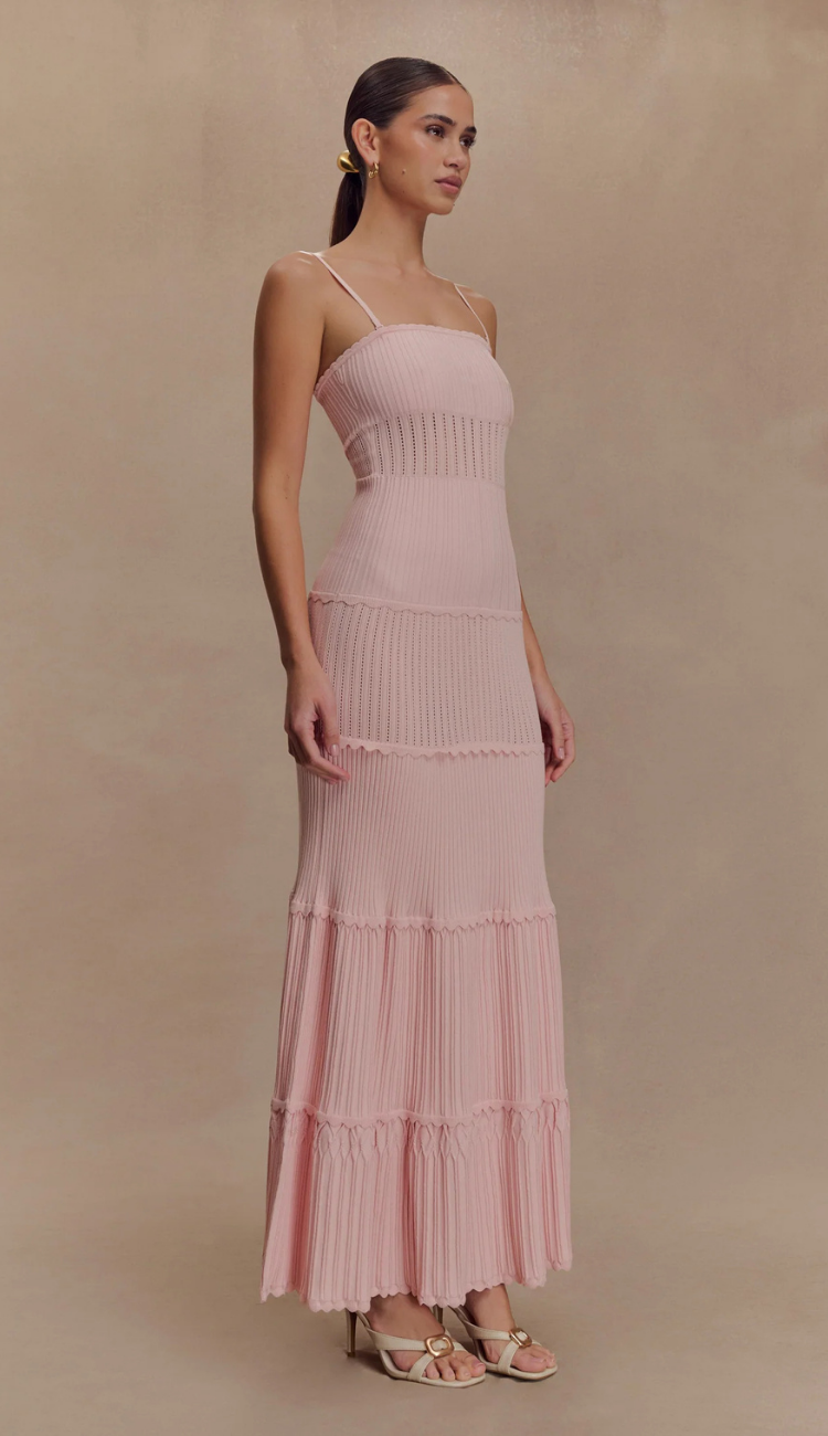 Sienne Pink Knit Maxi Dress