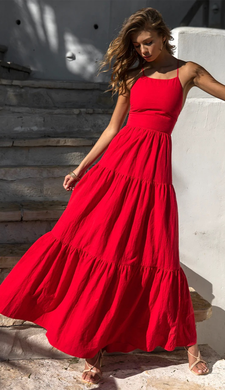 Cora Red Maxi Dress