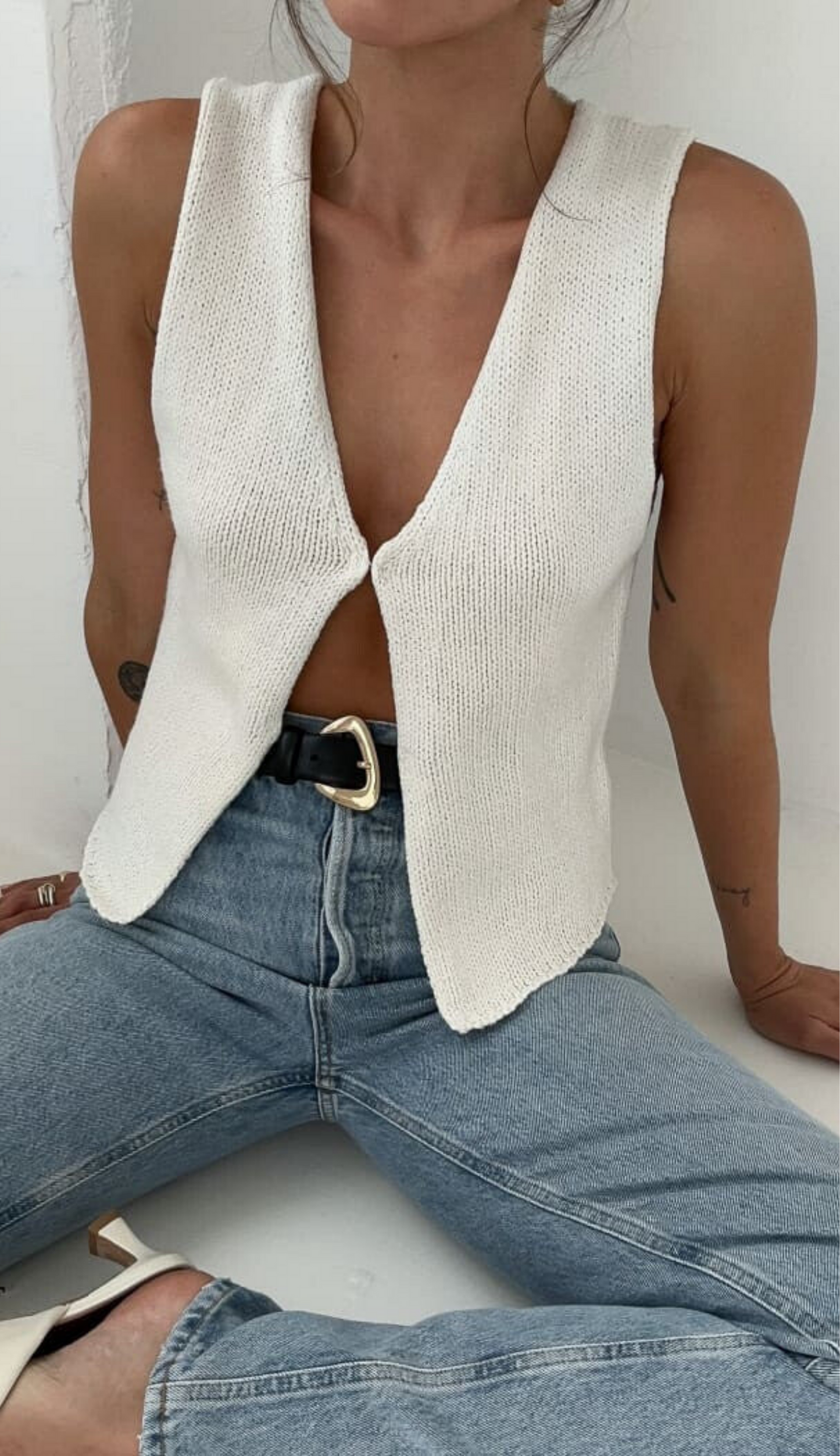 Ecru White Knit Top