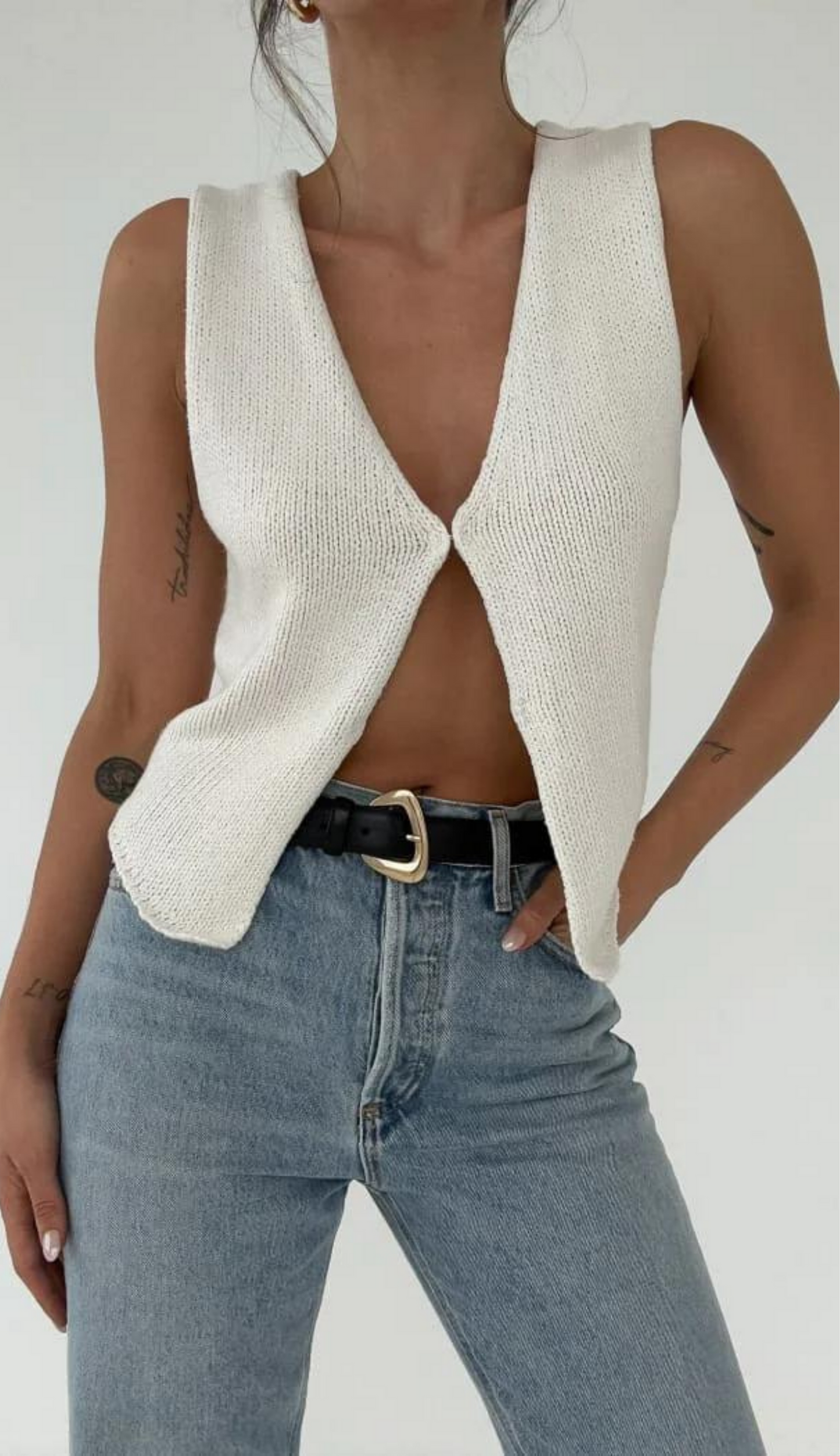 Ecru White Knit Top