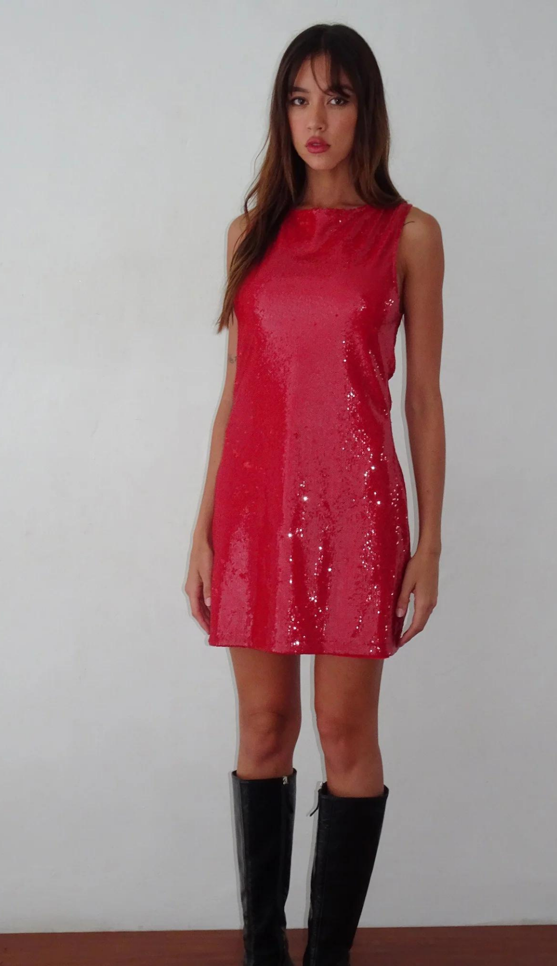 Minivestido rojo con lentejuelas Cecilia