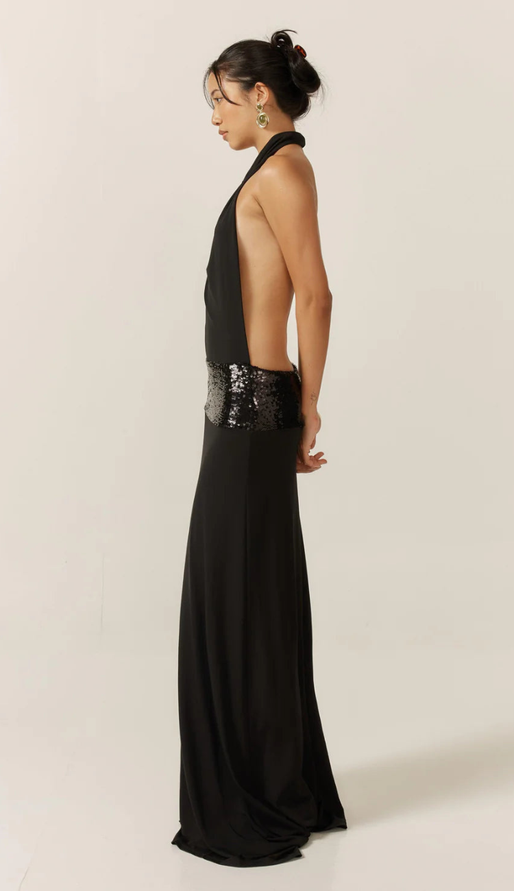 Vesna Backless Black Maxi Dress  Velar Official
