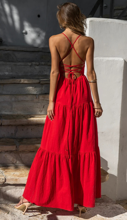 Cora Red Maxi Dress