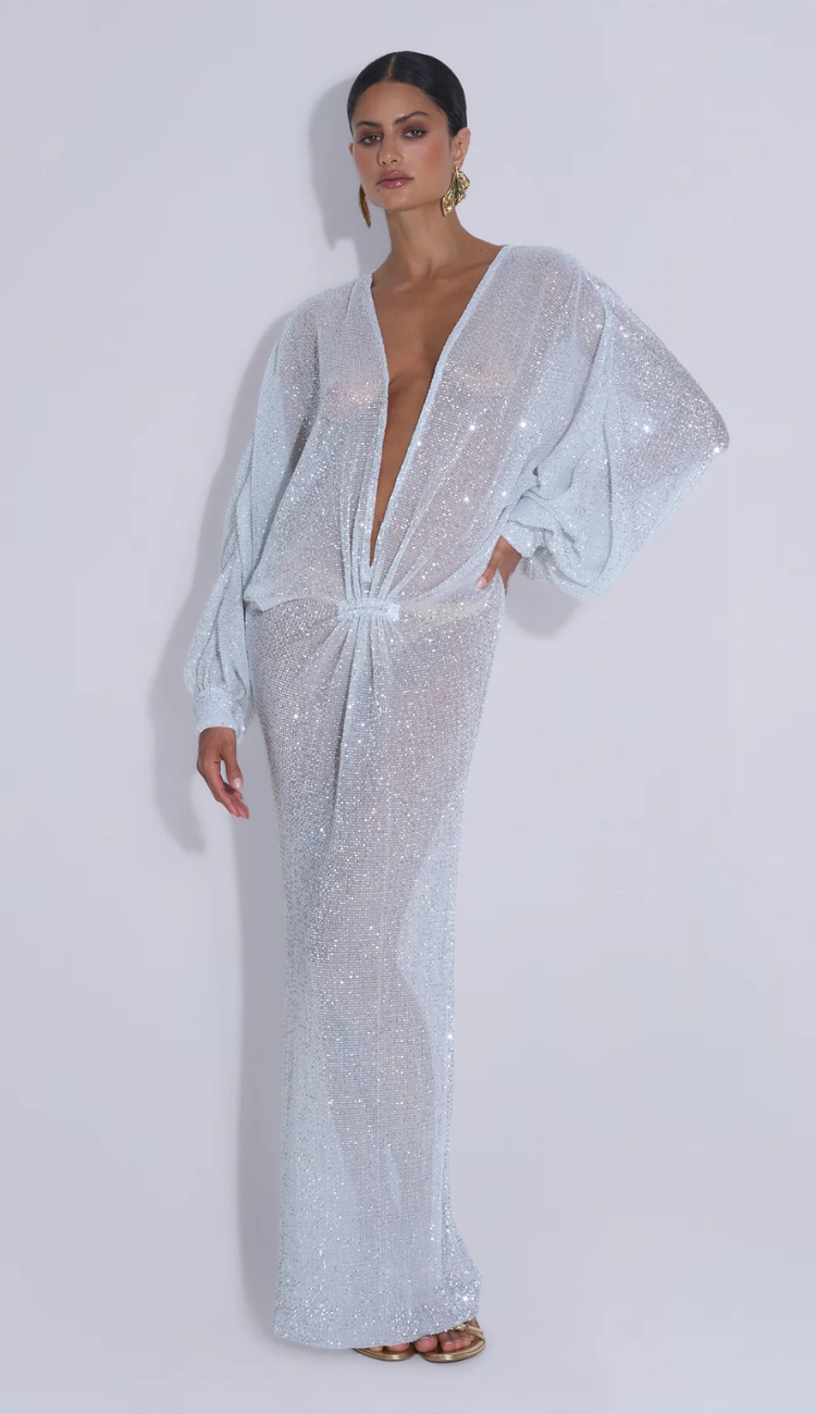 Brielle Silver Kaftan Gown
