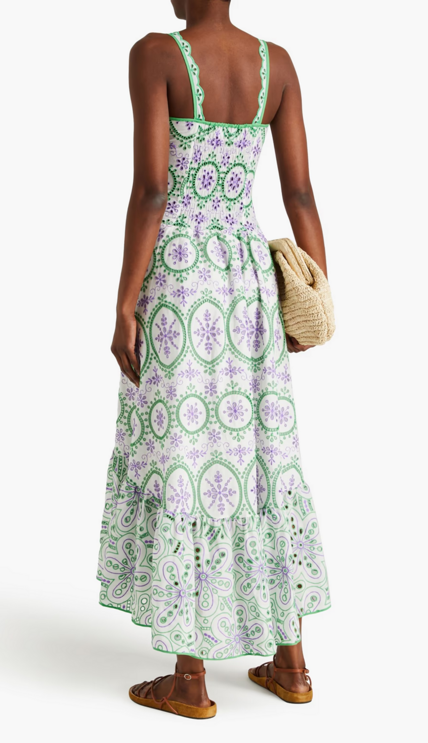 Danica Eyelet Green Midi Dress