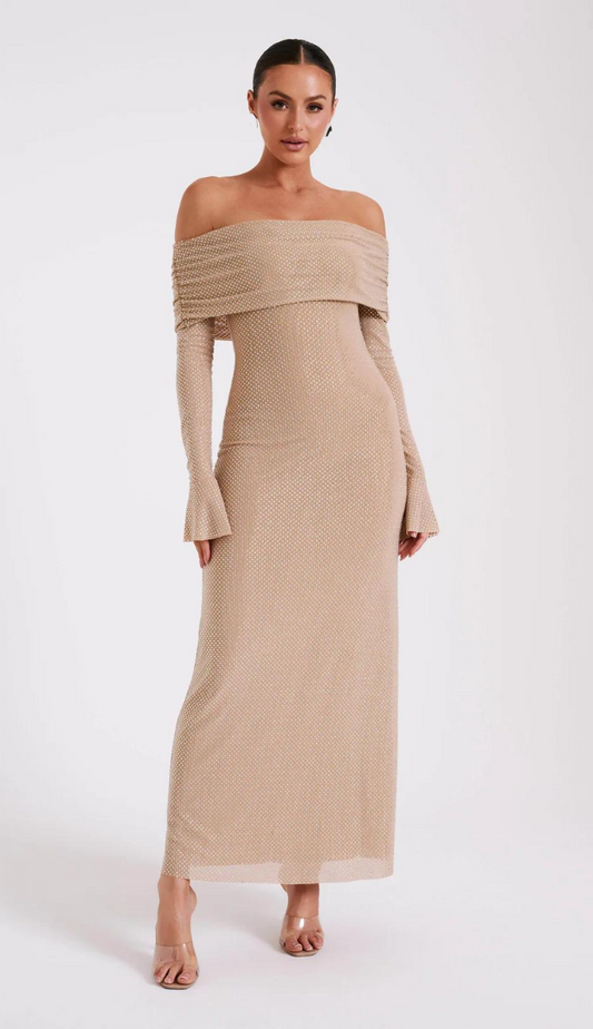 Delilah Nude Diamant Maxi Dress