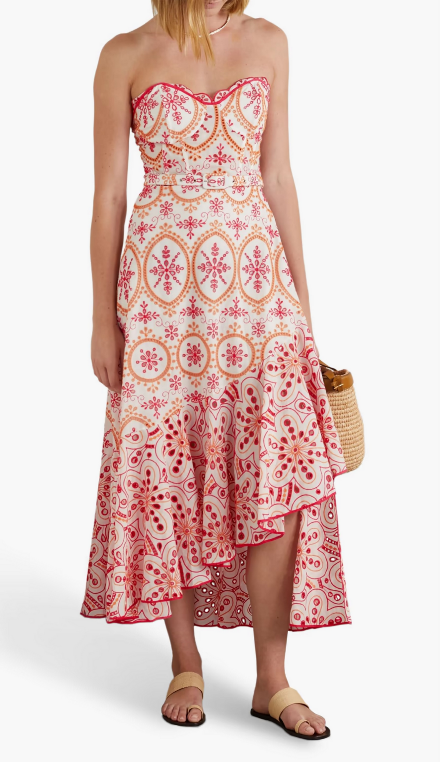 Danica Eyelet Pink Midi Dress