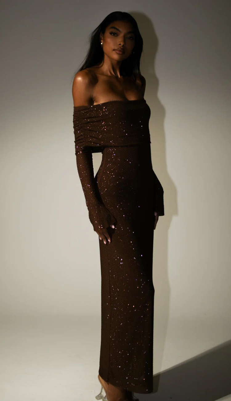 Delilah Brown Diamant Maxi Dress