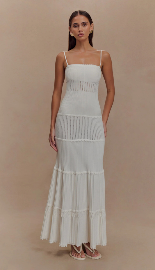 Sienne White Knit Maxi Dress