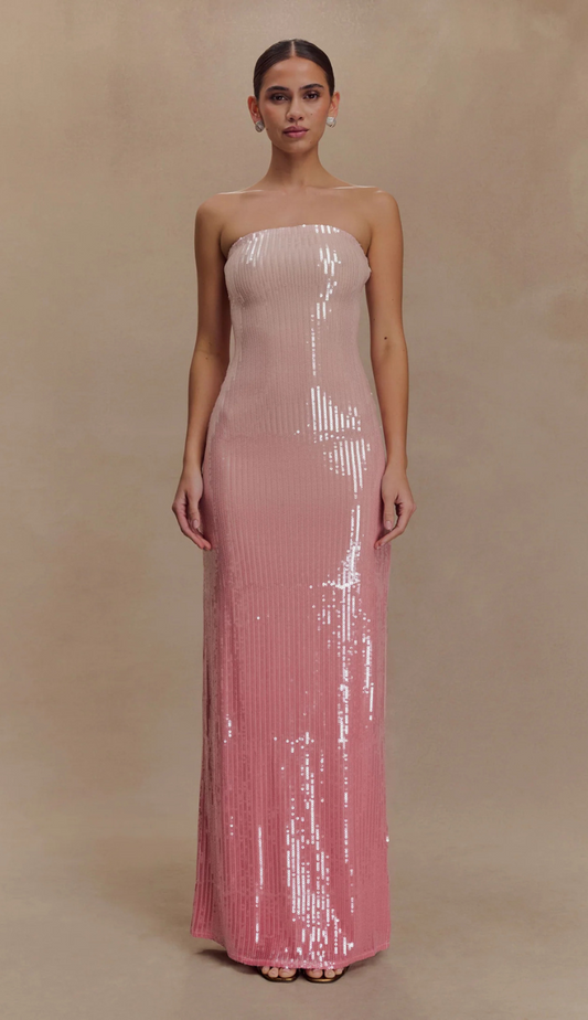 Noemié Ombre Pink Sequin Maxi Dress