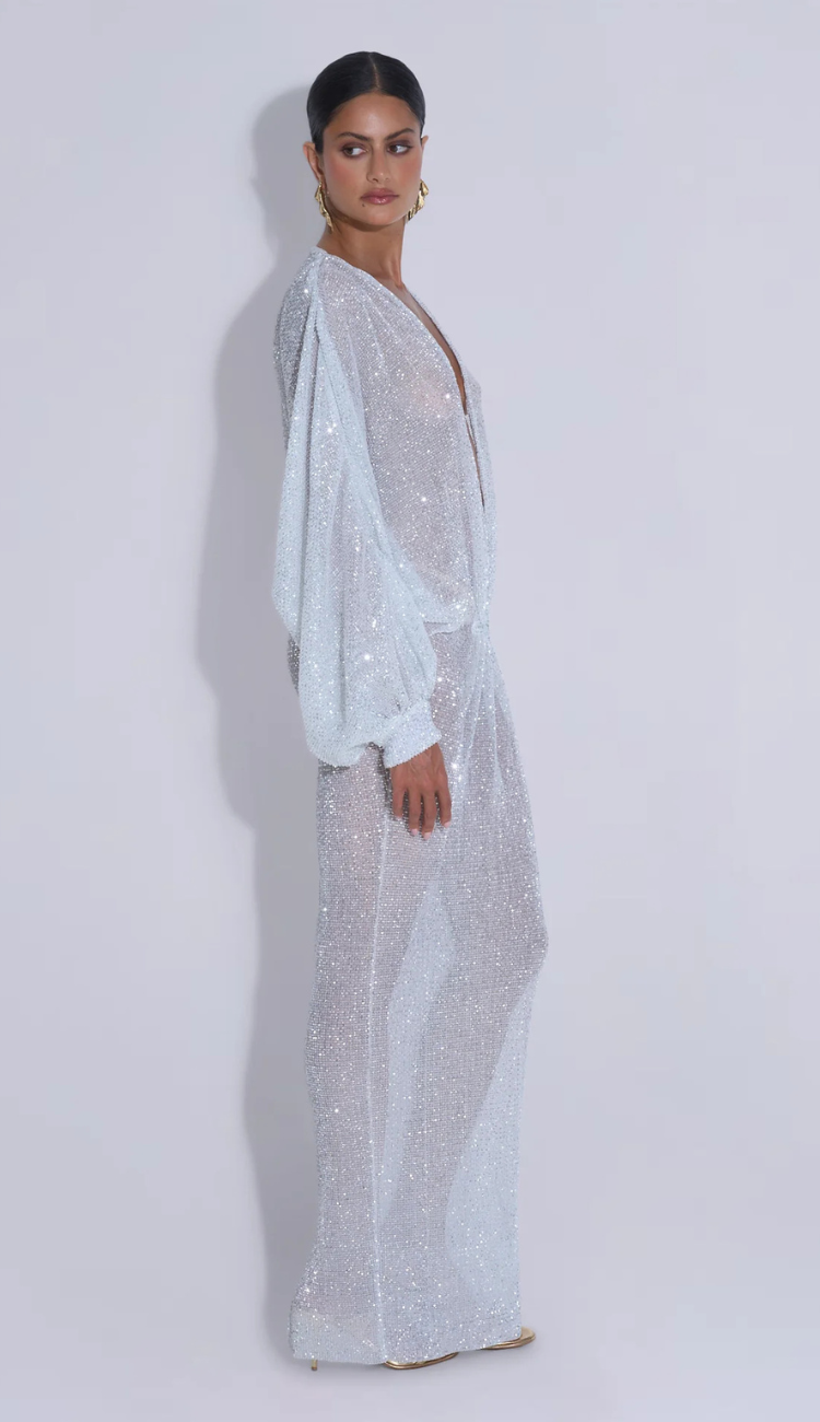 Brielle Silver Kaftan Gown