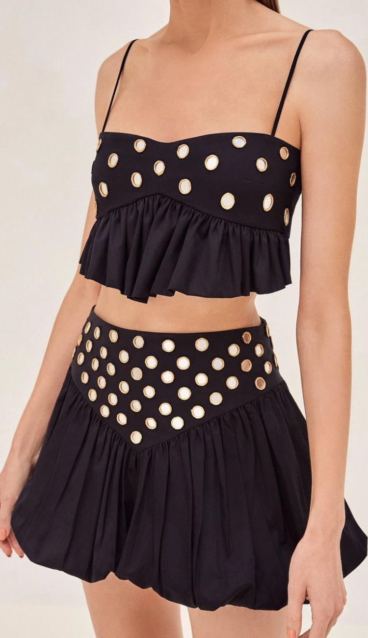 Maelis Black Skirt Set