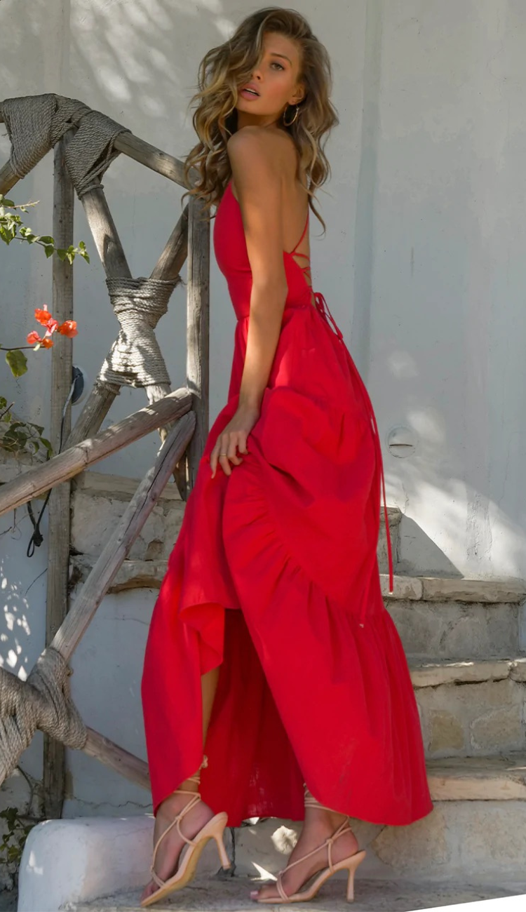 Cora Red Maxi Dress