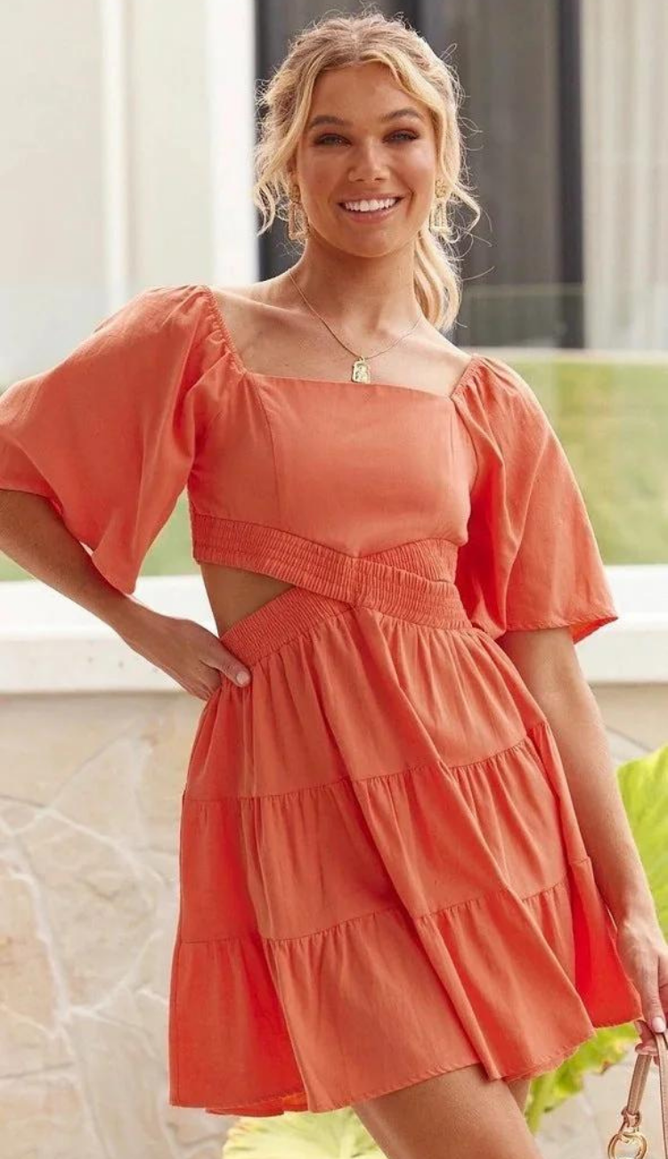 Elsie Tangerine Mini Dress