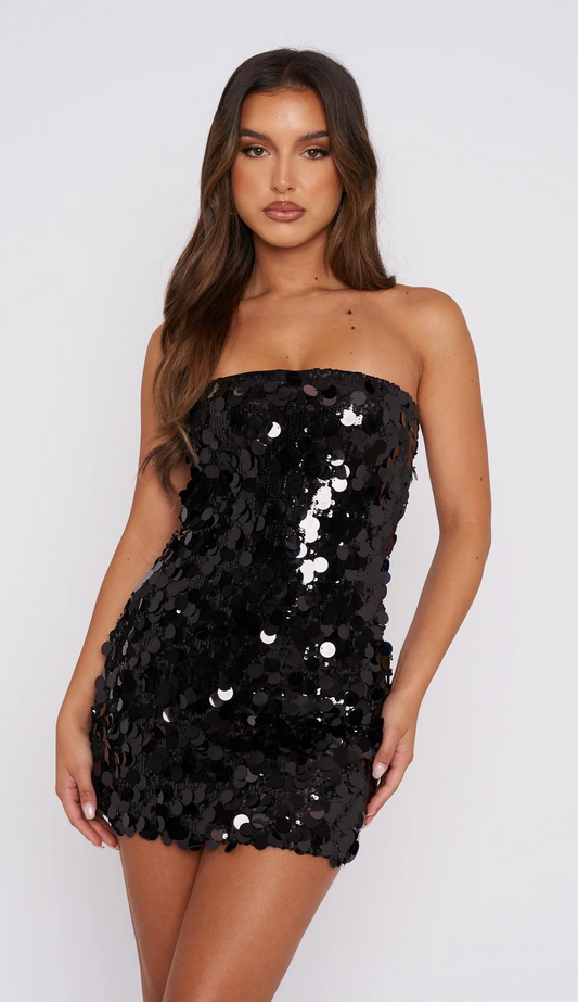 Vera Sequin Black Mini Dress