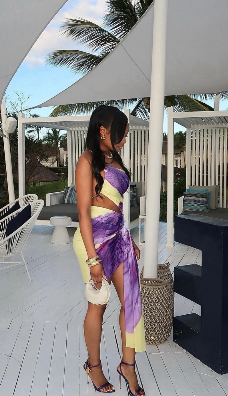 Emmaley Violet/Yellow Mini Dress