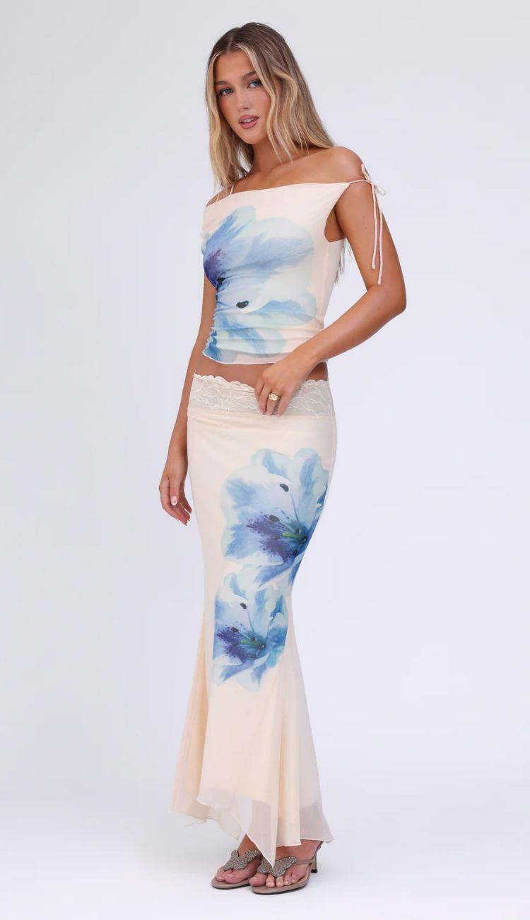 Lami Cream Floral Skirt Set
