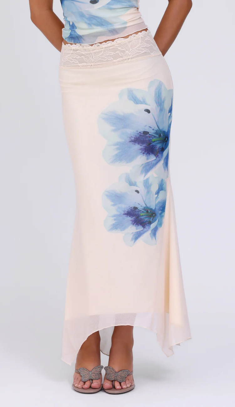Lami Cream Floral Skirt Set
