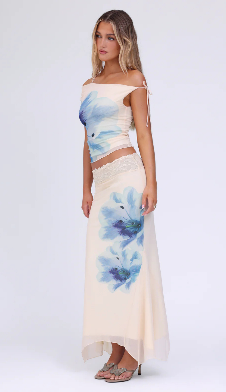 Lami Cream Floral Skirt Set