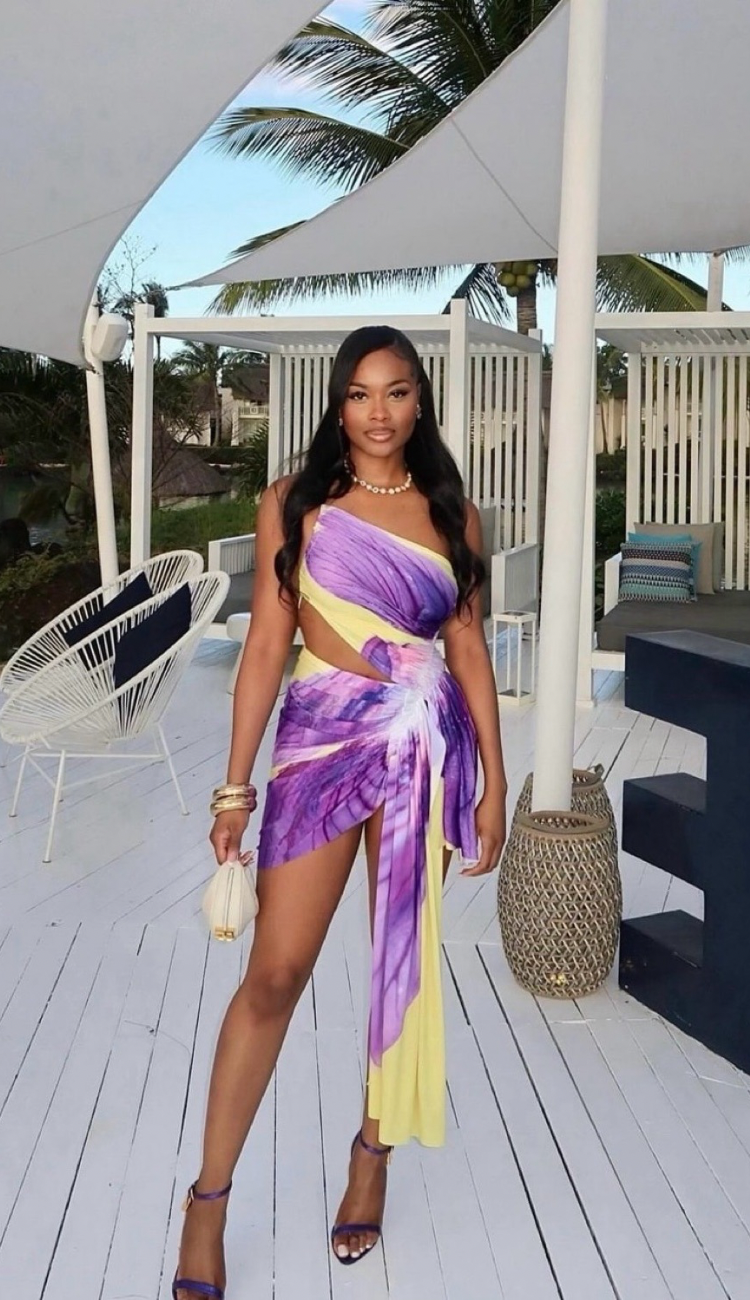 Emmaley Violet/Yellow Mini Dress