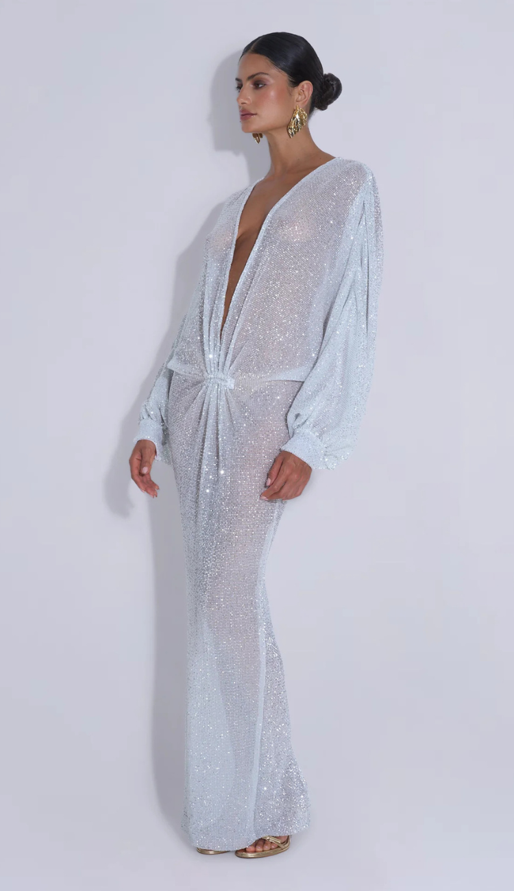 Brielle Silver Kaftan Gown