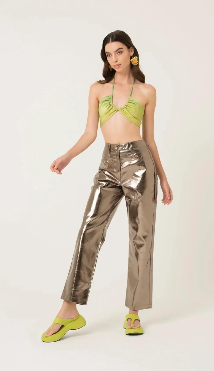 Mena Roxo Charcoal Metallic Pants