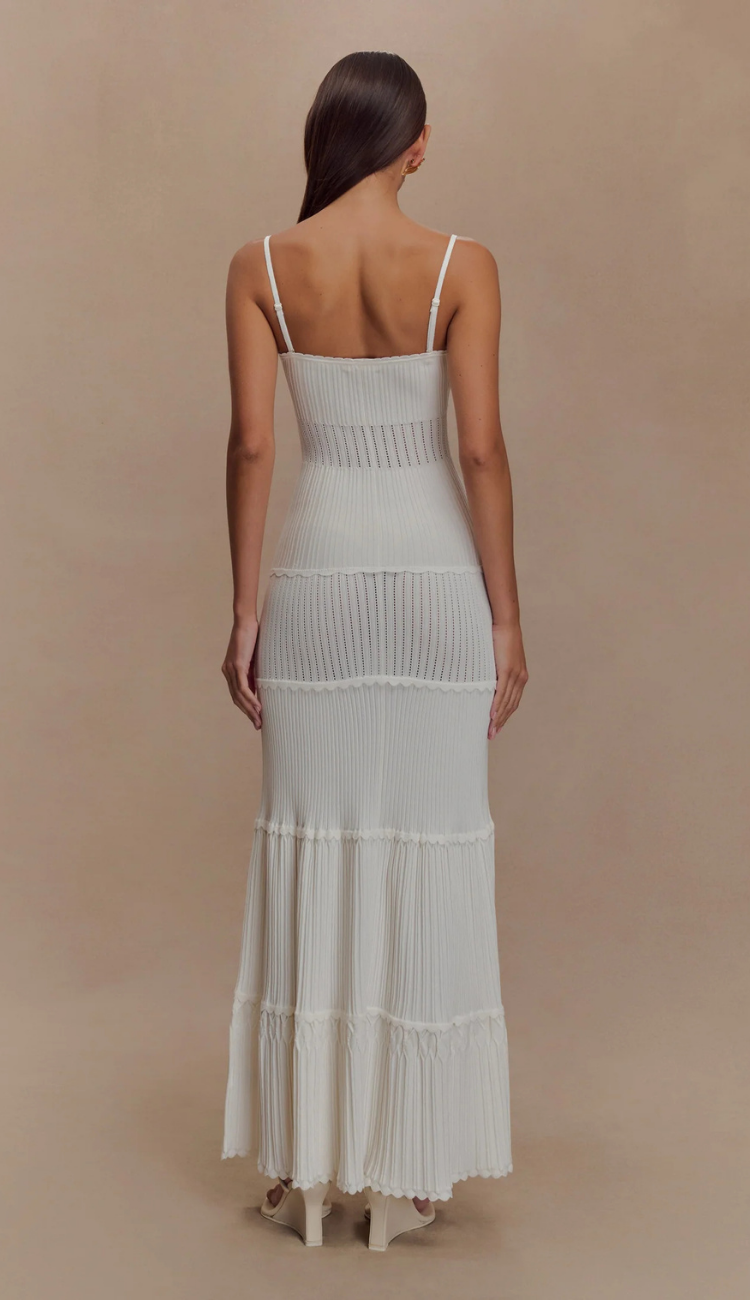 Sienne White Knit Maxi Dress