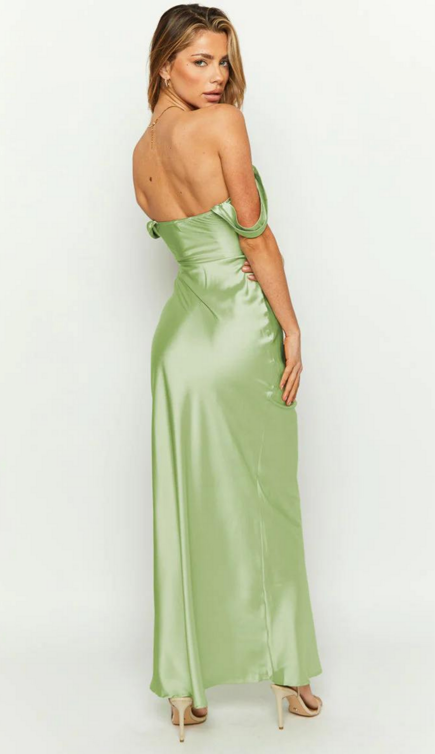 Kori Off Shoulder Lime Maxi Dress