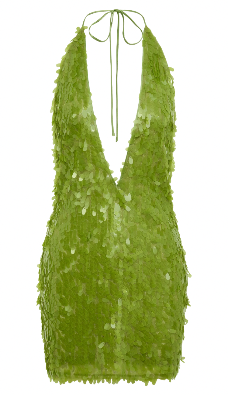Lila Green Halter Mini Dress Velar Official Lila Green Halter Mini Dress Velar Official