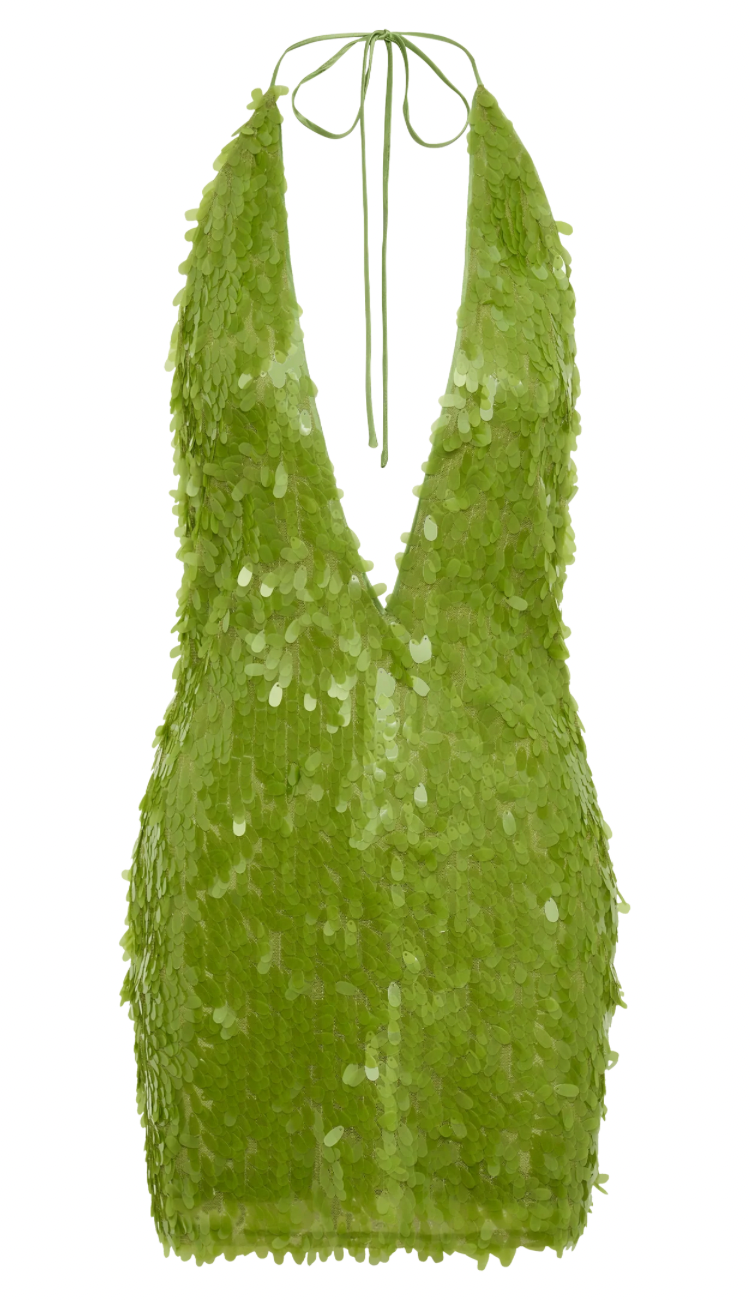 Lila Green Halter Mini Dress