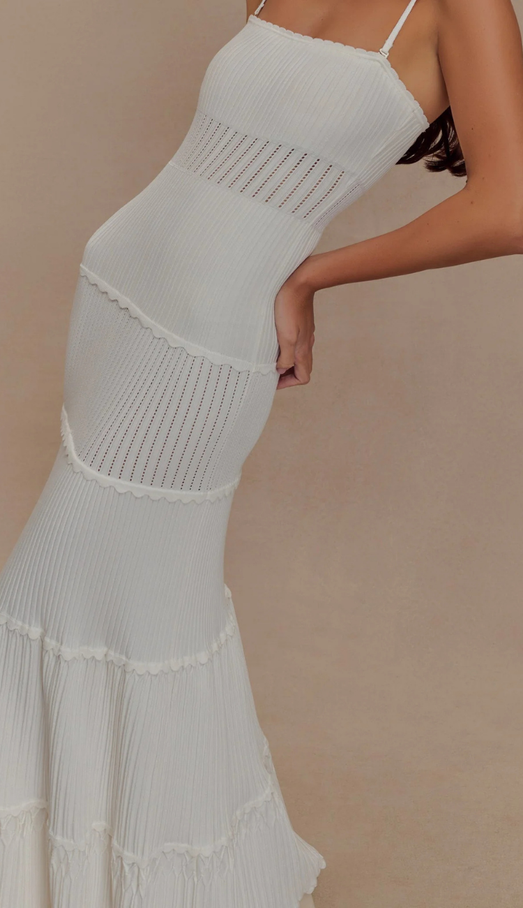 Sienne White Knit Maxi Dress