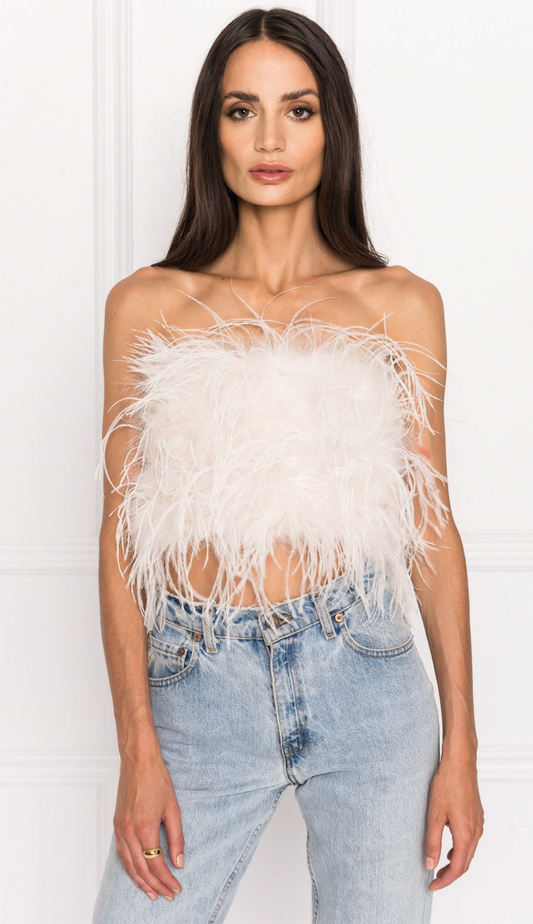 Patty Bustier de Plumes in White