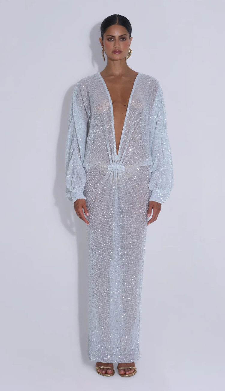 Brielle Silver Kaftan Gown