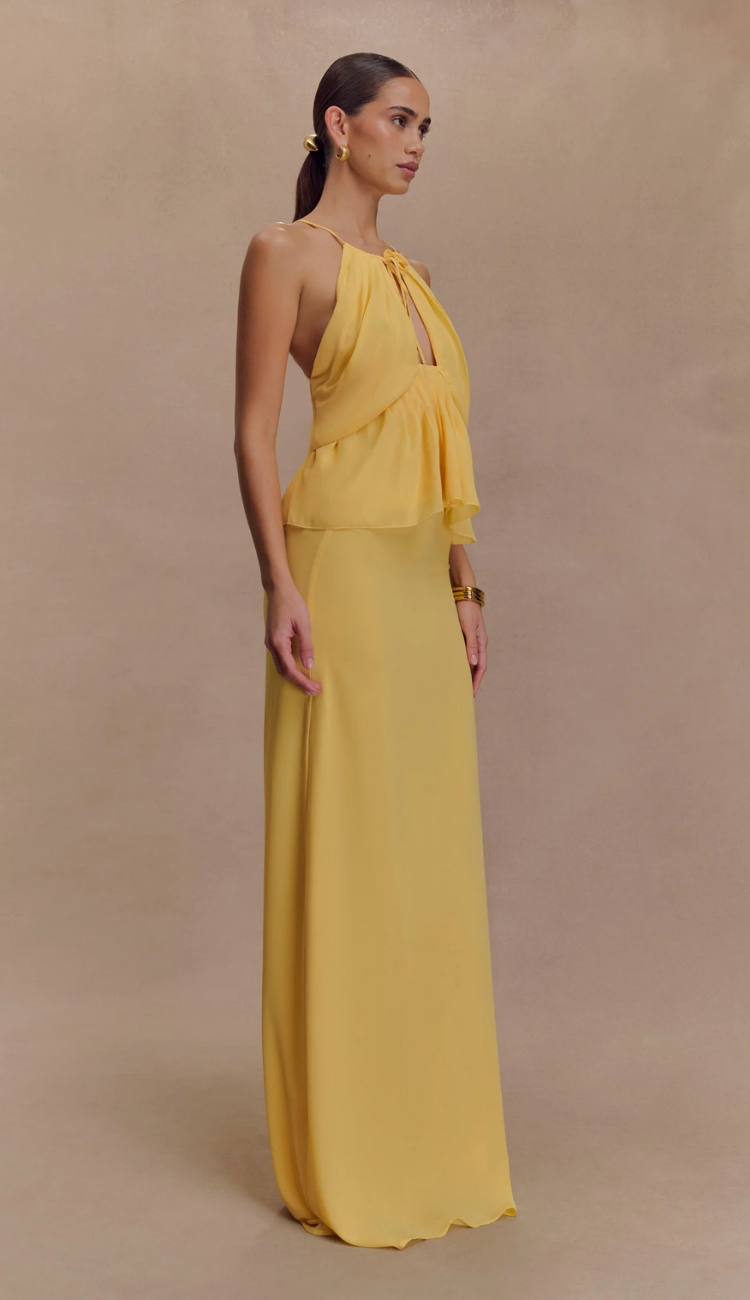 Suki Yellow Chiffon Skirt Set